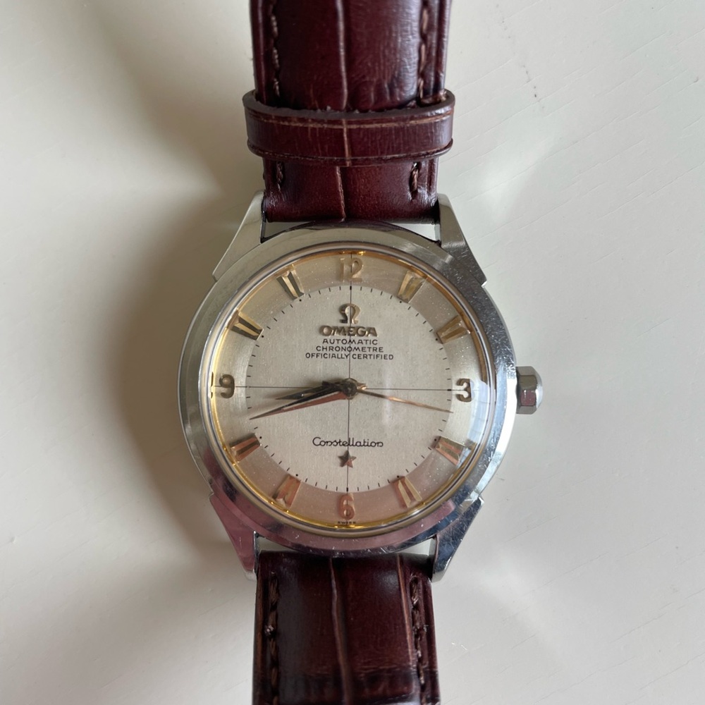 Vintage Omega Constellation Automatic Leather Strap Watch